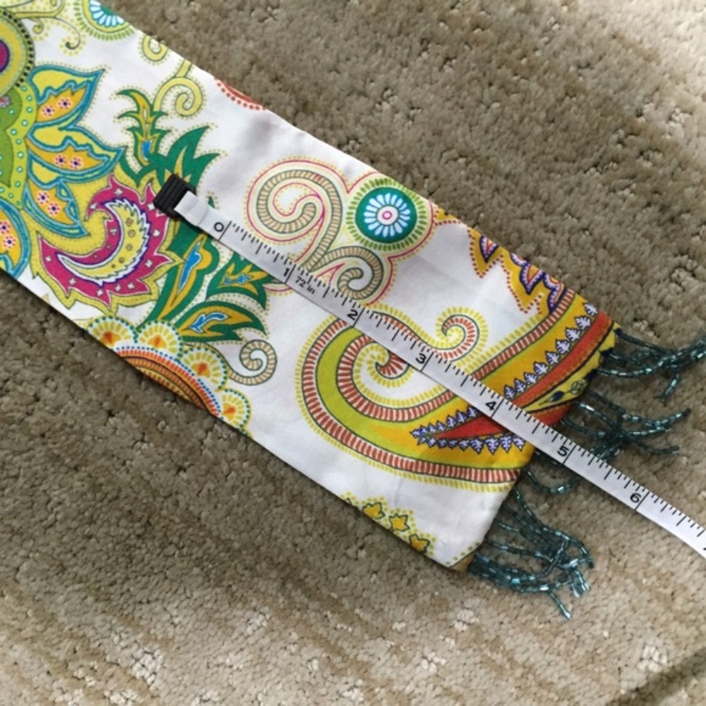 Paisley Wrap or Scarf with Beaded Fringe - Picture 3 of 6